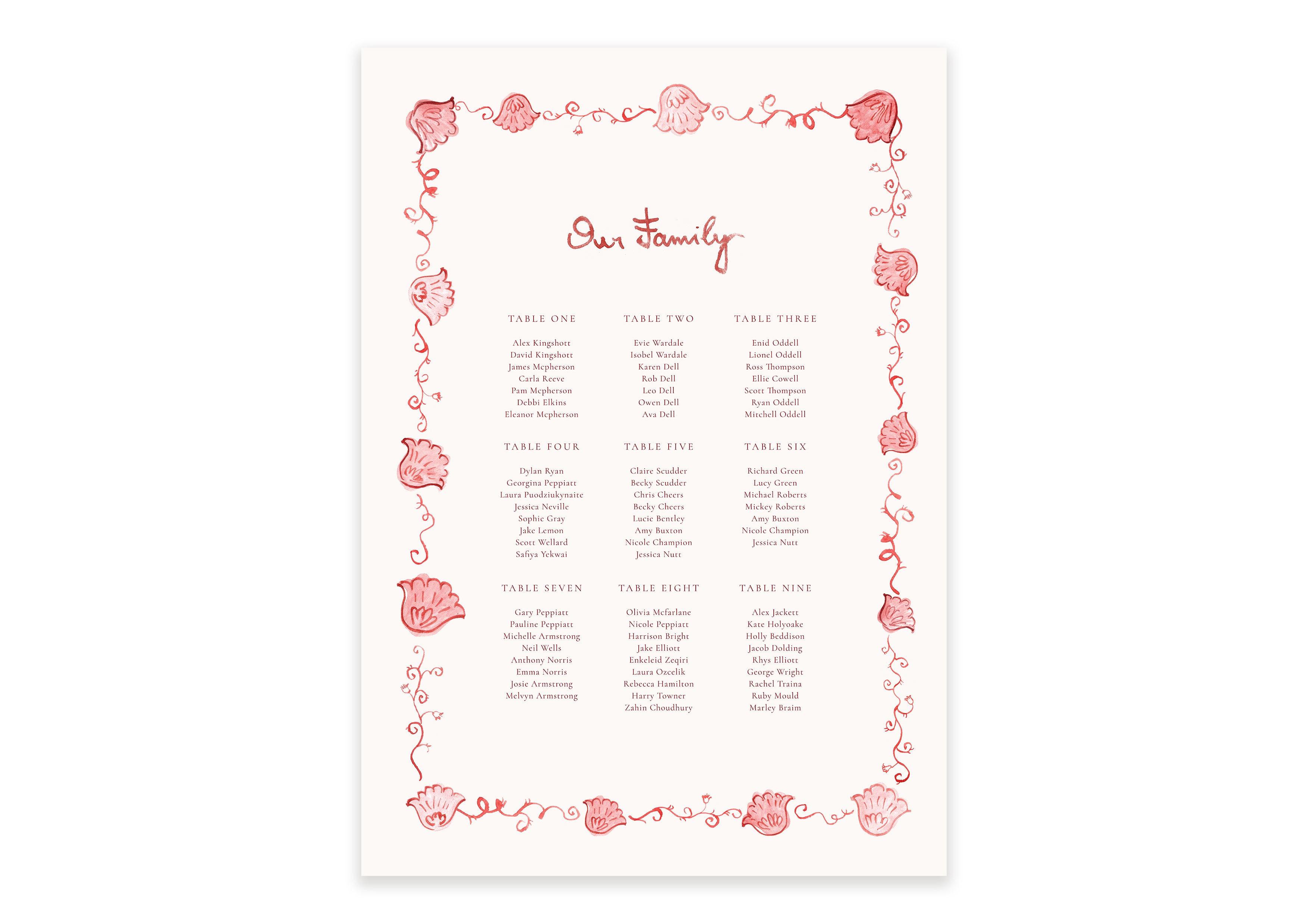 Dinner In Paris  - Digital Table Plan (Print Yourself)