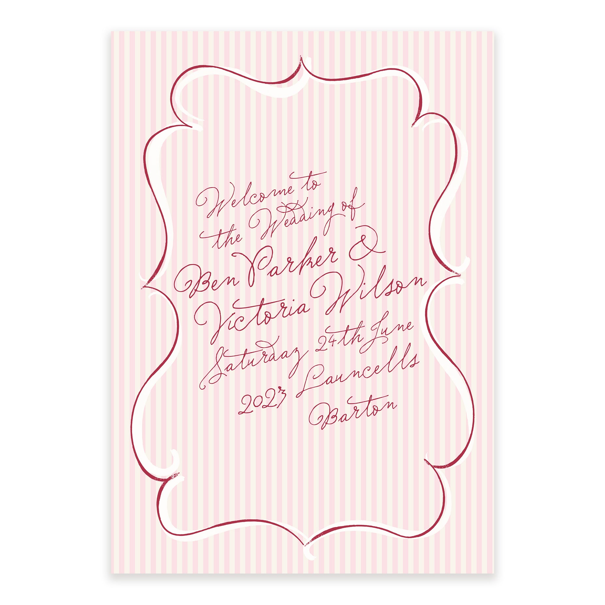 Ten Story Signature  - Digital Welcome Sign (Print Yourself) - Pink Striped