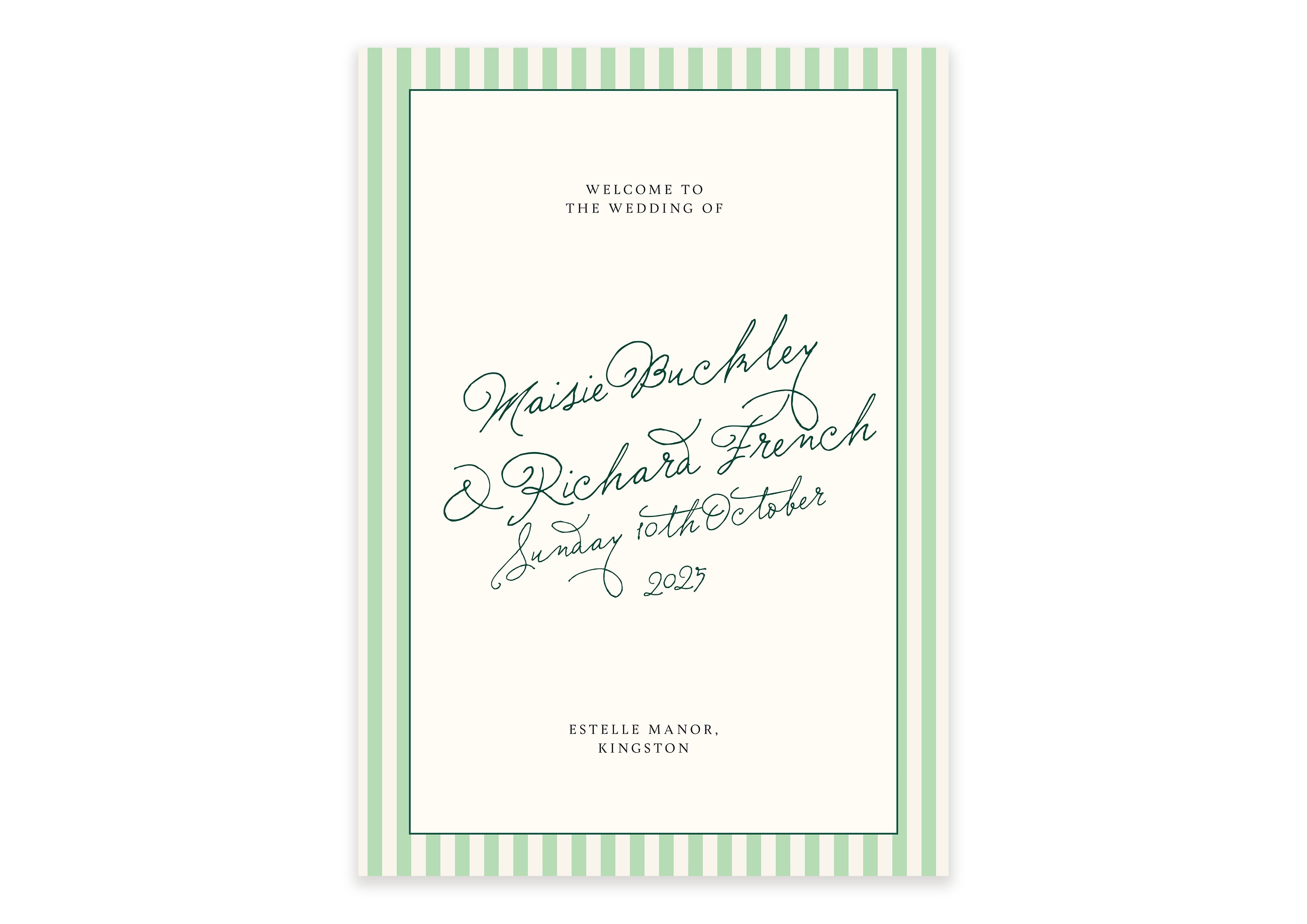 Ten Story Signature  - Digital Welcome Sign (Print Yourself) - Green Stripe