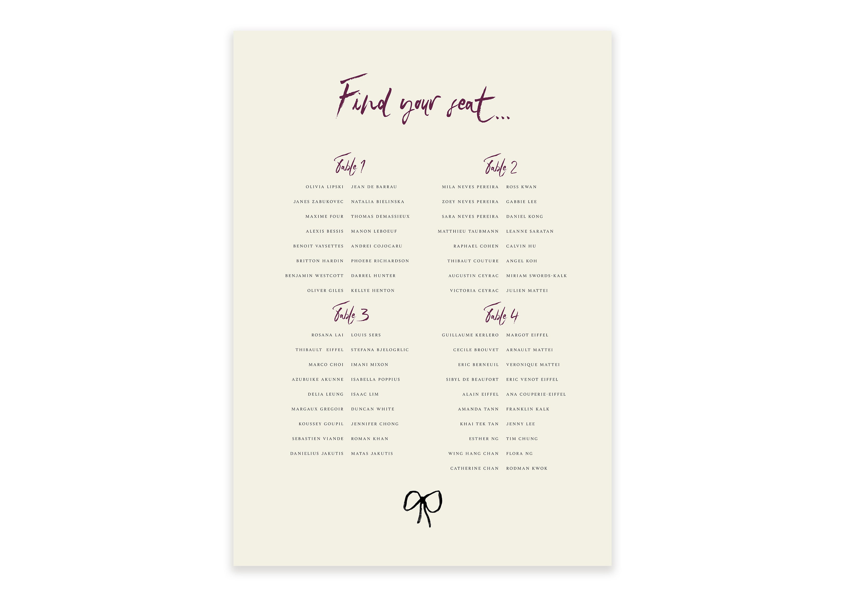 Set Gabrielle  - Digital Table Plan 2 (Print Yourself)
