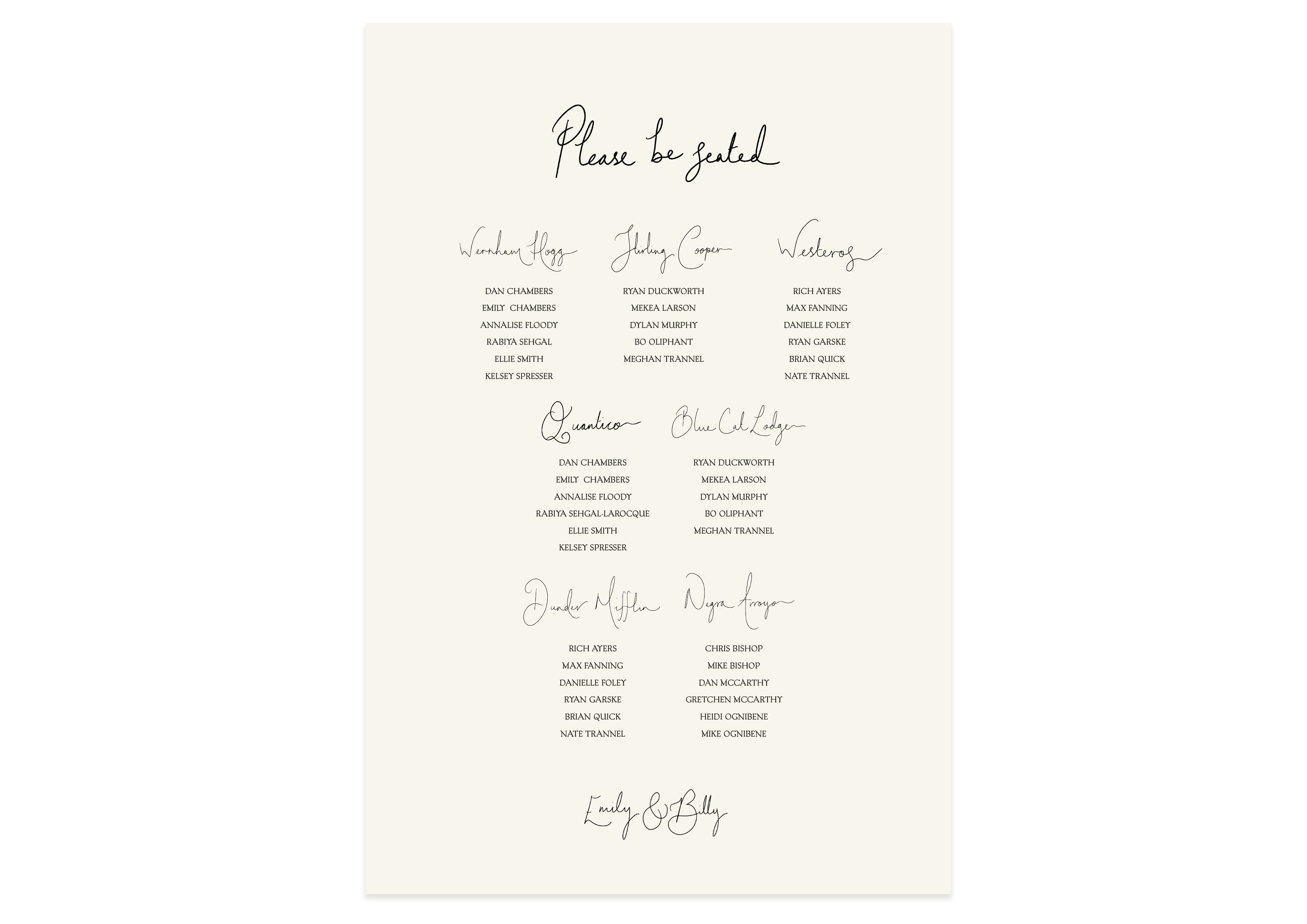 Handwritten Set  - Digital Table Plan (Print Yourself)
