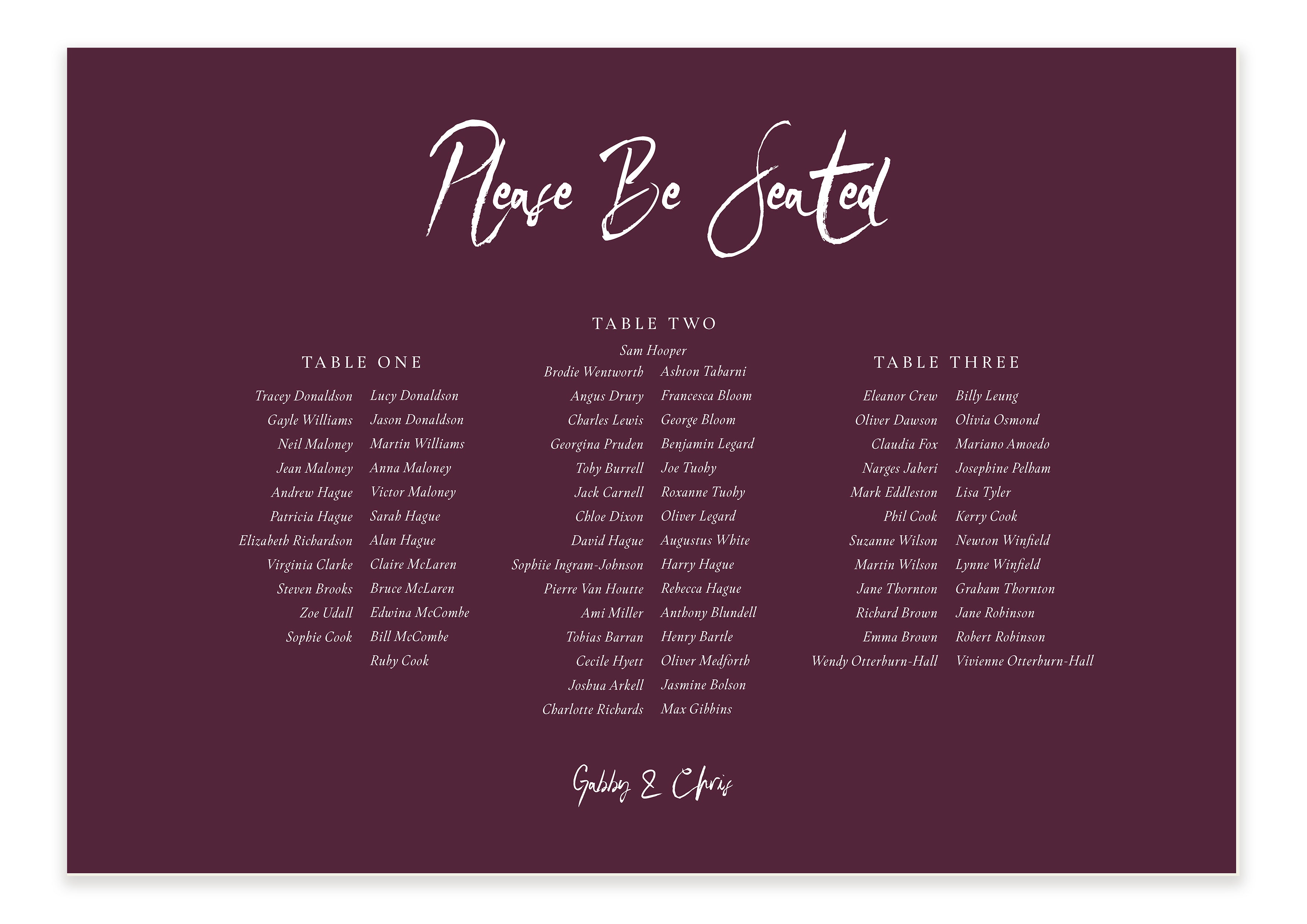 Set Gabrielle  - Digital Table Plan (Print Yourself)