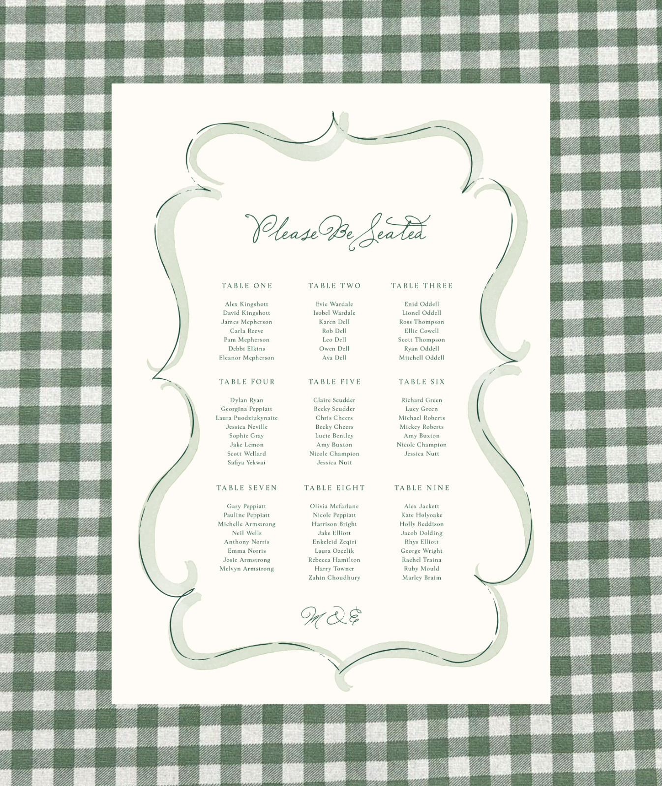 Ten Story Signature - Digital Table Plan (Print Yourself) - Green