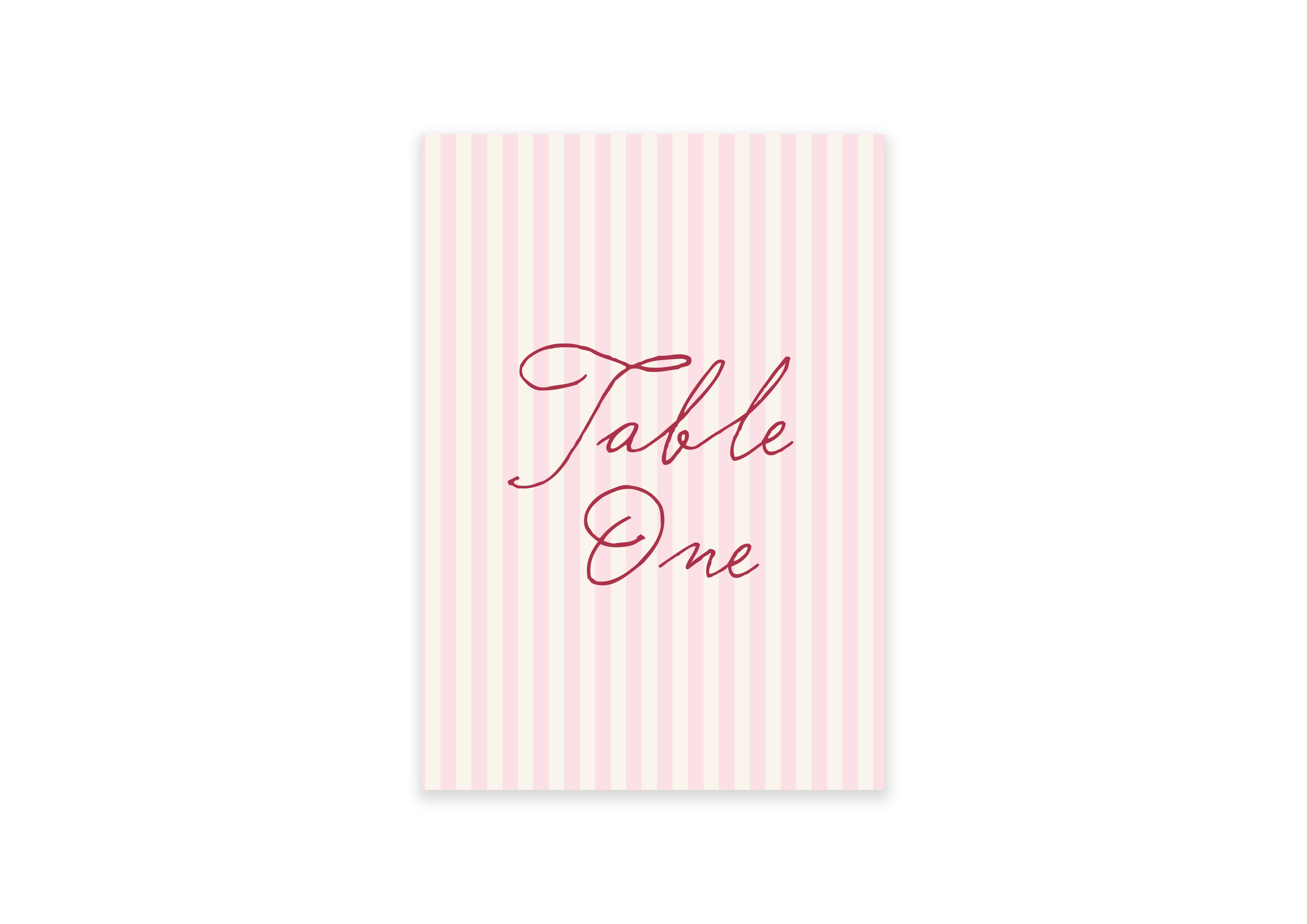 Ten Story Signature Set - Pink Striped Table Number