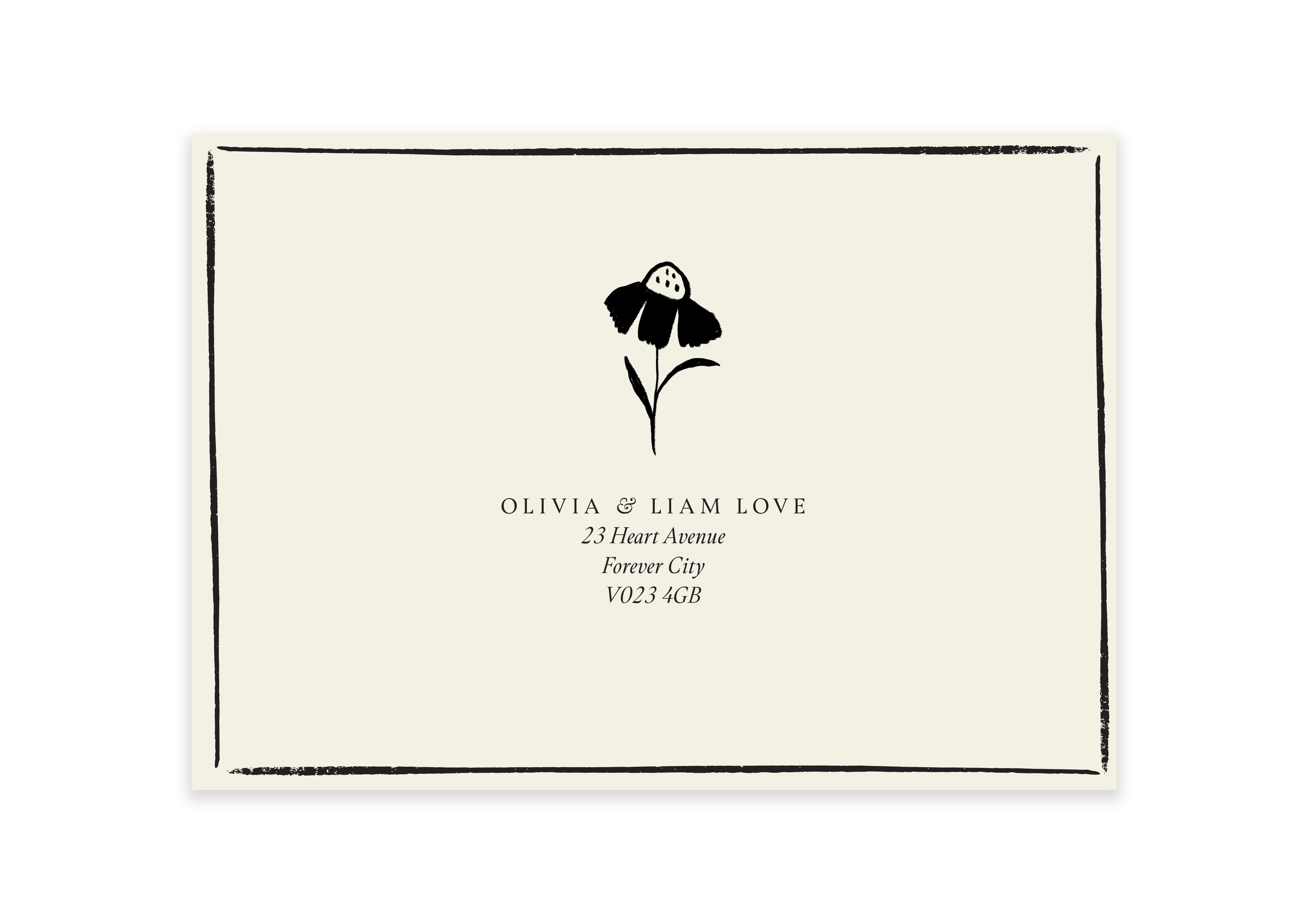 Set Gabrielle - Personalised Invited / Save The Date Envelope with Flower