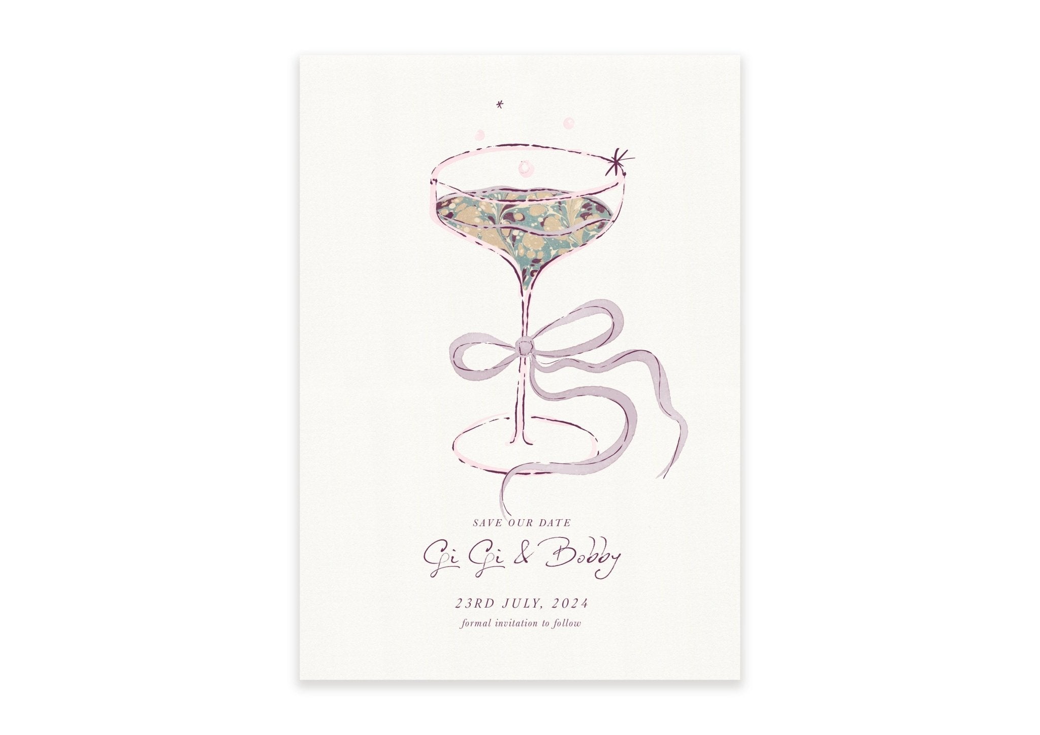 Amethyst Mon Chéri - Invitation Illustrated Bow - Ten Story Stationery