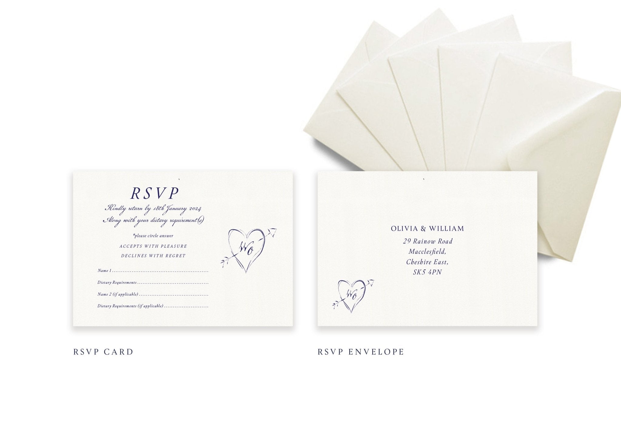 Beautifully Blue - RSVP & Addressed Envelope - Ten Story Stationery