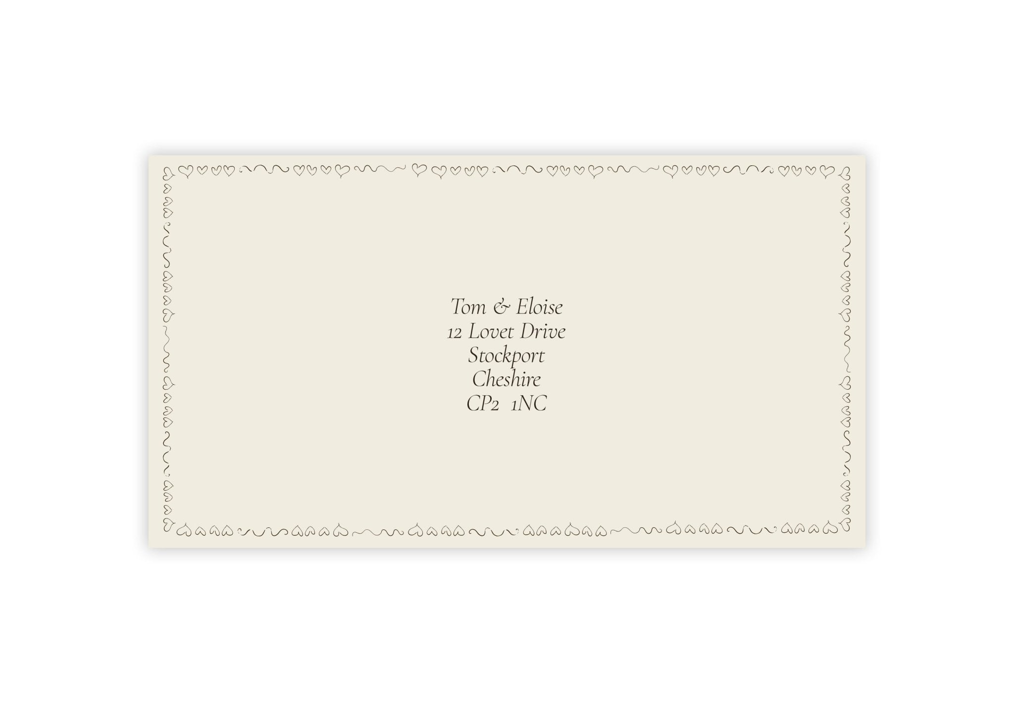 Pair of Hearts - Personalised Invite Envelope - Ten Story Stationery