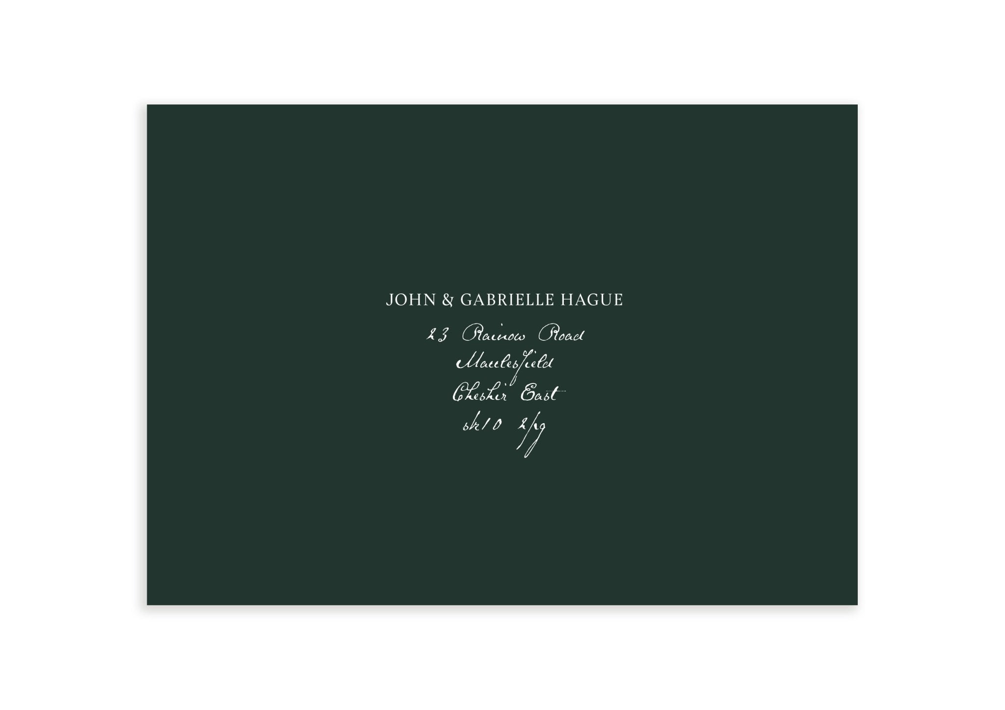 Racing Green Mon Chéri Personalised Invite Envelope - Ten Story Stationery